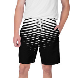 Шорты на шнурке мужские Черно-белая симметричная сетка из треугольников, цвет: 3D-принт
