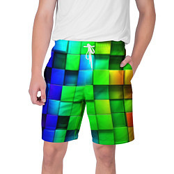 Шорты на шнурке мужские Цветные неоновые кубы, цвет: 3D-принт