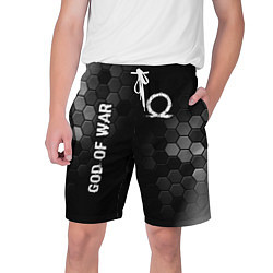Шорты на шнурке мужские God of War glitch на темном фоне: надпись, символ, цвет: 3D-принт