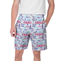 Мужские шорты Парижская бумага с надписями - текстура