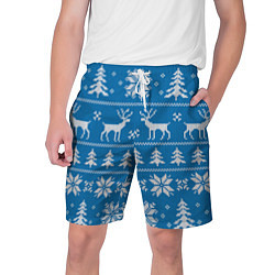 Мужские шорты Рождественский синий свитер с оленями
