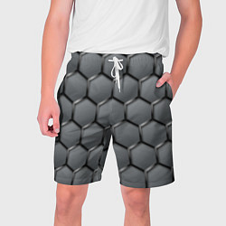 Шорты на шнурке мужские Стальные шестигранники на сером фоне, цвет: 3D-принт