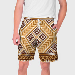 Шорты на шнурке мужские Индейский пиксельный орнамент, цвет: 3D-принт
