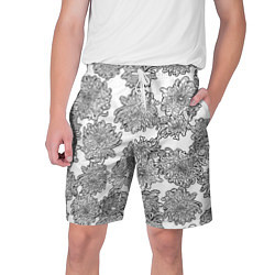 Мужские шорты Цветы хризантемы: линейный рисунок