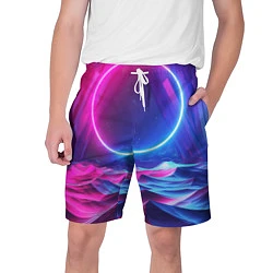 Шорты на шнурке мужские Круг и разноцветные кристаллы - vaporwave, цвет: 3D-принт