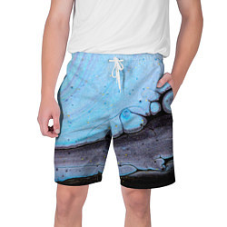 Шорты на шнурке мужские Синий и тёмный песок и краски, цвет: 3D-принт