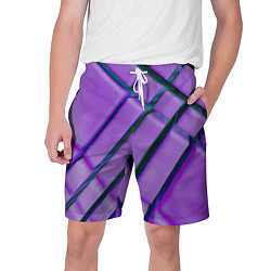 Шорты на шнурке мужские Фиолетовый фон и тёмные линии, цвет: 3D-принт
