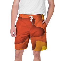Шорты на шнурке мужские Оранжево-жёлтый разлом, цвет: 3D-принт