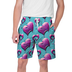 Шорты на шнурке мужские Паттерн сердца и капли, цвет: 3D-принт