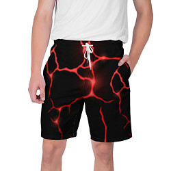 Шорты на шнурке мужские Красные неоновые трещины, цвет: 3D-принт