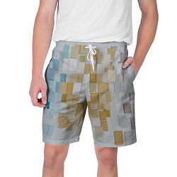 Мужские шорты Геометрические золотые, синие и белые кубы