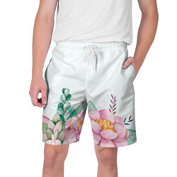 Мужские шорты Цветы нарисованные акварелью - снизу