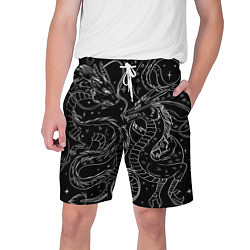 Шорты на шнурке мужские Дракон - унесенные призраками: тату на черном, цвет: 3D-принт