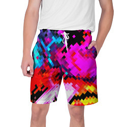 Шорты на шнурке мужские Pixel neon mosaic, цвет: 3D-принт