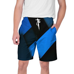 Шорты на шнурке мужские Геометрия синие полосы, цвет: 3D-принт