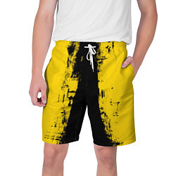Шорты на шнурке мужские Вертикальная черно-желтая полоса Cyberpunk 2077, цвет: 3D-принт