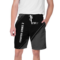 Шорты на шнурке мужские Counter Strike 2 glitch на темном фоне: надпись, с, цвет: 3D-принт