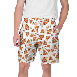 Мужские шорты Кусочки пиццы - паттерн на белом