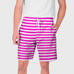 Шорты на шнурке мужские Ярко-розовые полосы, цвет: 3D-принт