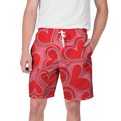 Шорты на шнурке мужские Love hearts, цвет: 3D-принт