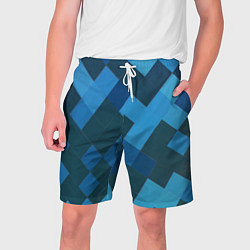 Шорты на шнурке мужские Синий прямоугольный паттерн, цвет: 3D-принт