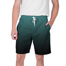 Шорты на шнурке мужские Градиент зелено-черный, цвет: 3D-принт