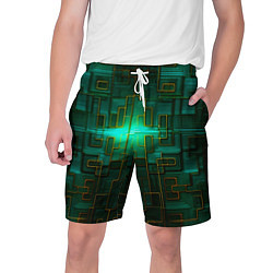 Шорты на шнурке мужские Тёмно-зелёная электросхема, цвет: 3D-принт