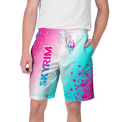 Мужские шорты Skyrim neon gradient style: надпись, символ