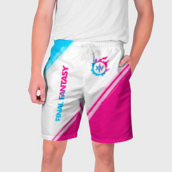 Шорты на шнурке мужские Final Fantasy neon gradient style: надпись, символ, цвет: 3D-принт