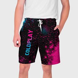 Шорты на шнурке мужские Coldplay - neon gradient: надпись, символ, цвет: 3D-принт