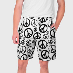 Шорты на шнурке мужские Many peace logo, цвет: 3D-принт
