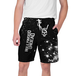 Мужские шорты Hollywood Undead и рок символ на темном фоне