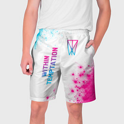 Шорты на шнурке мужские Within Temptation neon gradient style: надпись, си, цвет: 3D-принт