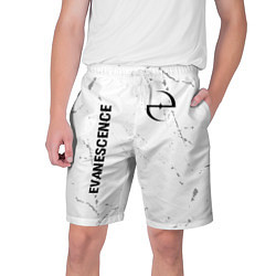 Мужские шорты Evanescence glitch на светлом фоне: надпись, симво