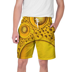Шорты на шнурке мужские Желтая объемная текстура, цвет: 3D-принт