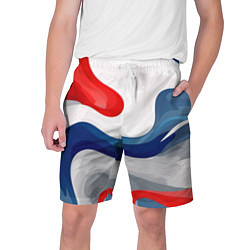 Шорты на шнурке мужские Абстракция в цветах флага России, цвет: 3D-принт