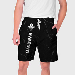 Шорты на шнурке мужские Manowar glitch на темном фоне: по-вертикали, цвет: 3D-принт