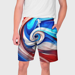 Шорты на шнурке мужские Волны в цвете флага РФ, цвет: 3D-принт