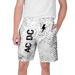 Шорты на шнурке мужские AC DC glitch на светлом фоне: надпись, символ, цвет: 3D-принт