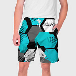 Шорты на шнурке мужские Шестиугольники абстрактный фон, цвет: 3D-принт
