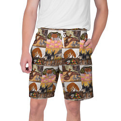 Мужские шорты Коллаж из рисунков с лисой