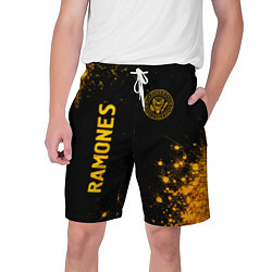 Шорты на шнурке мужские Ramones - gold gradient: надпись, символ, цвет: 3D-принт