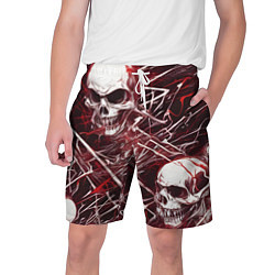Шорты на шнурке мужские Красные скелетоны, цвет: 3D-принт