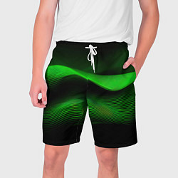Шорты на шнурке мужские Зеленые абстрактные волны, цвет: 3D-принт