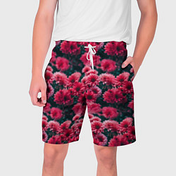Шорты на шнурке мужские Красные цветы узор, цвет: 3D-принт