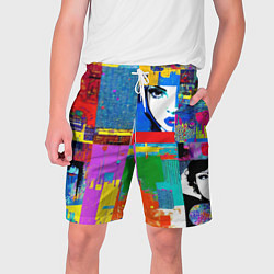 Шорты на шнурке мужские Лоскутное одеяло - поп-арт, цвет: 3D-принт
