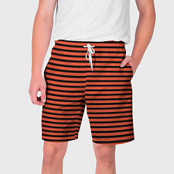 Шорты на шнурке мужские Полосатый красно-оранжевый и чёрный, цвет: 3D-принт