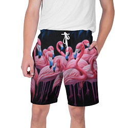 Мужские шорты Стая розовых фламинго в темноте