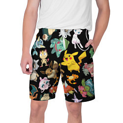 Шорты на шнурке мужские Пикачу и другие покемоны, цвет: 3D-принт