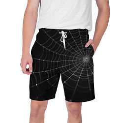 Шорты на шнурке мужские Паутина на черном фоне, цвет: 3D-принт